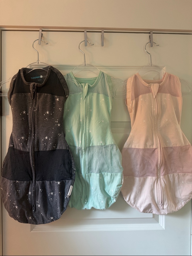 Happiest Baby Swaddle Sleep Sacks - Grey Mint, Blush, Size Small